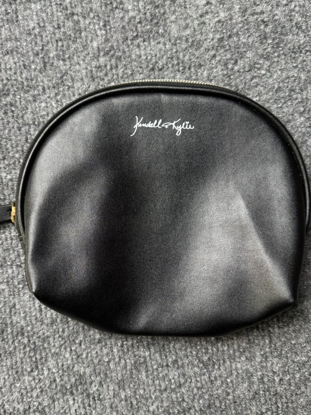 Kendall + Kylie Black Faux Leather Cosmetic Pouch Makeup Bag Zip Clutch 7"x6"